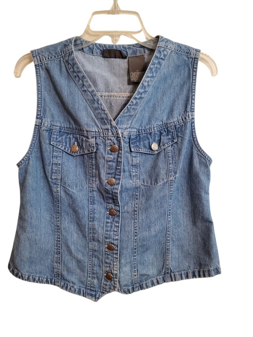 Western Country Denim Vest With Boho Design Buttons Medium